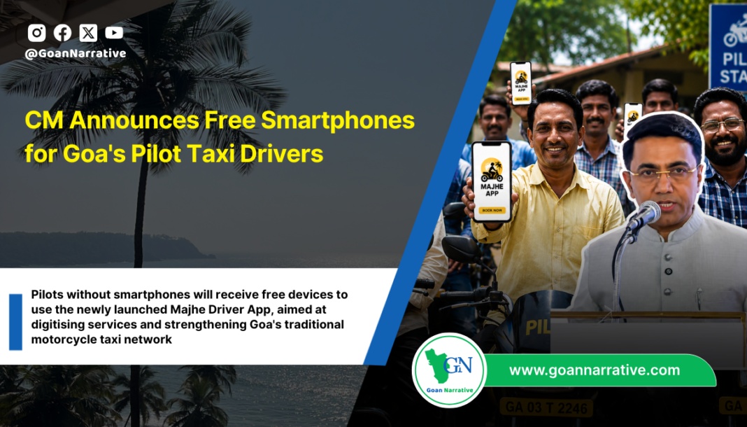 CM Announces Free Smartphones for Goa's Pilot Taxi Drivers