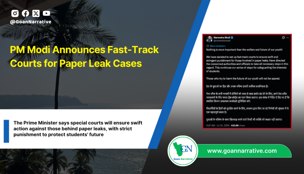 PM Modi Announces Fast-Track Courts for Paper Leak Cases