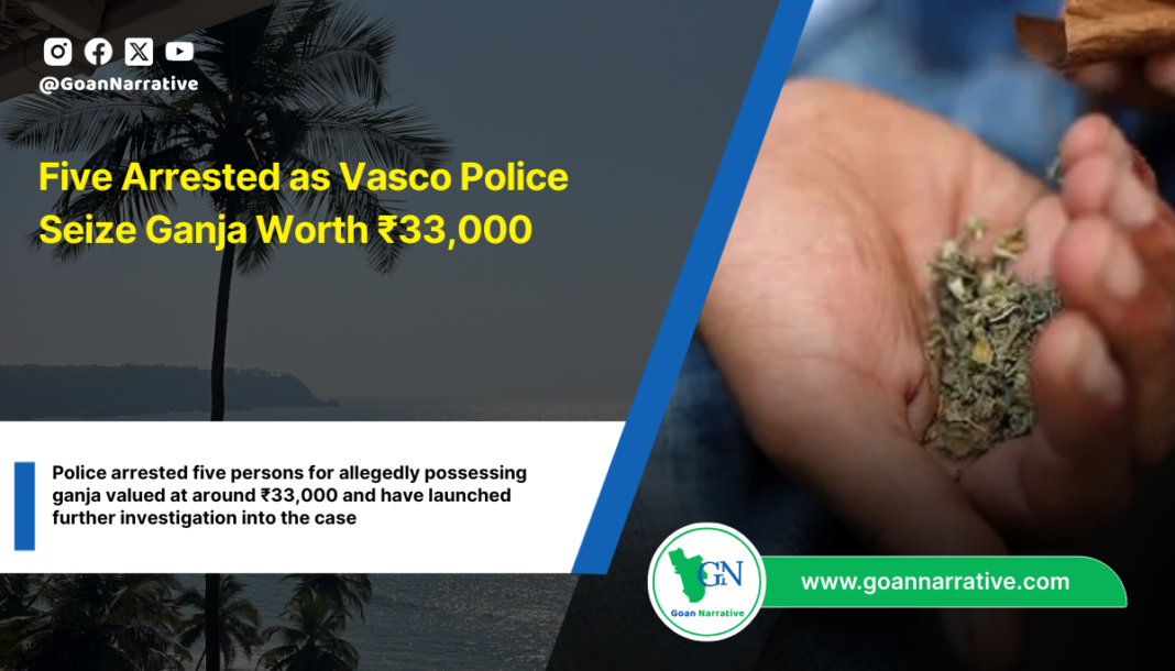 Five Arrested as Vasco Police Seize Ganja Worth ₹33,000