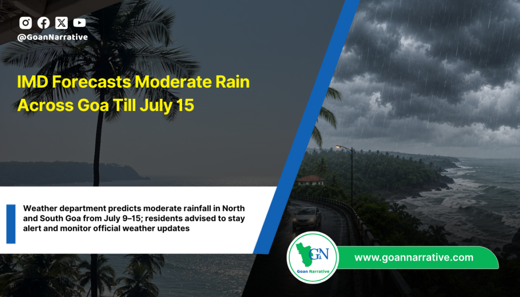 Weather department predicts moderate rainfall in North and South Goa from July 9–15; residents advised to stay alert and monitor official weather updates