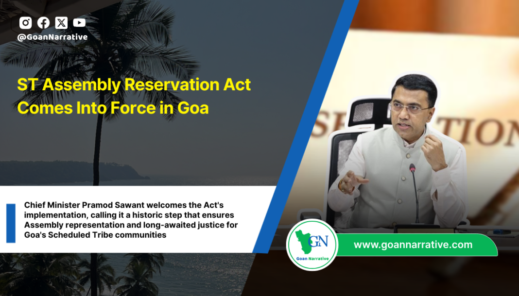 ST Assembly Reservation Act Comes Into Force in Goa