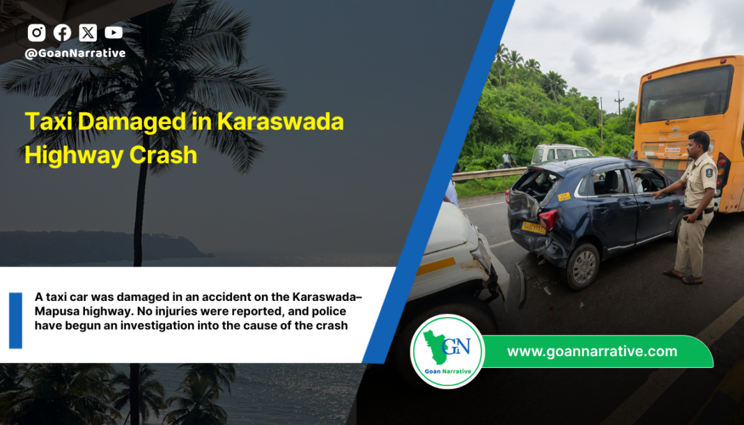 Taxi Damaged in Karaswada Highway Crash
