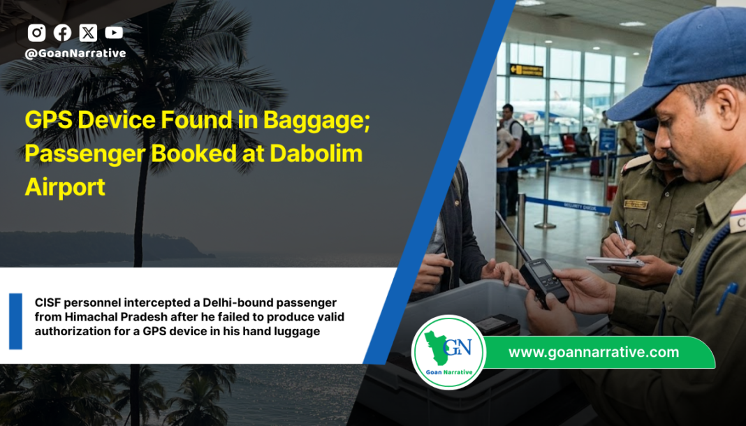 GPS Device Found in Baggage; Passenger Booked at Dabolim Airport