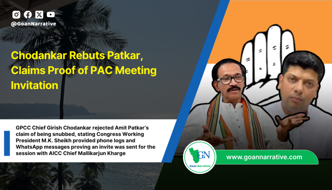 Chodankar Rebuts Patkar, Claims Proof of PAC Meeting Invitation