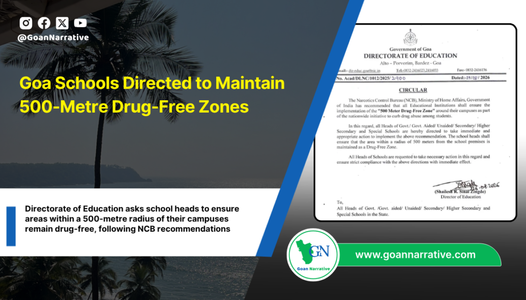 Goa Schools Directed to Maintain 500-Metre Drug-Free Zones