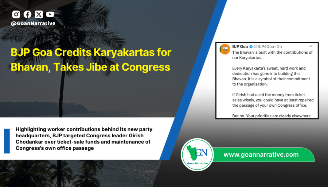 BJP Goa Credits Karyakartas for Bhavan, Takes Jibe at Congress